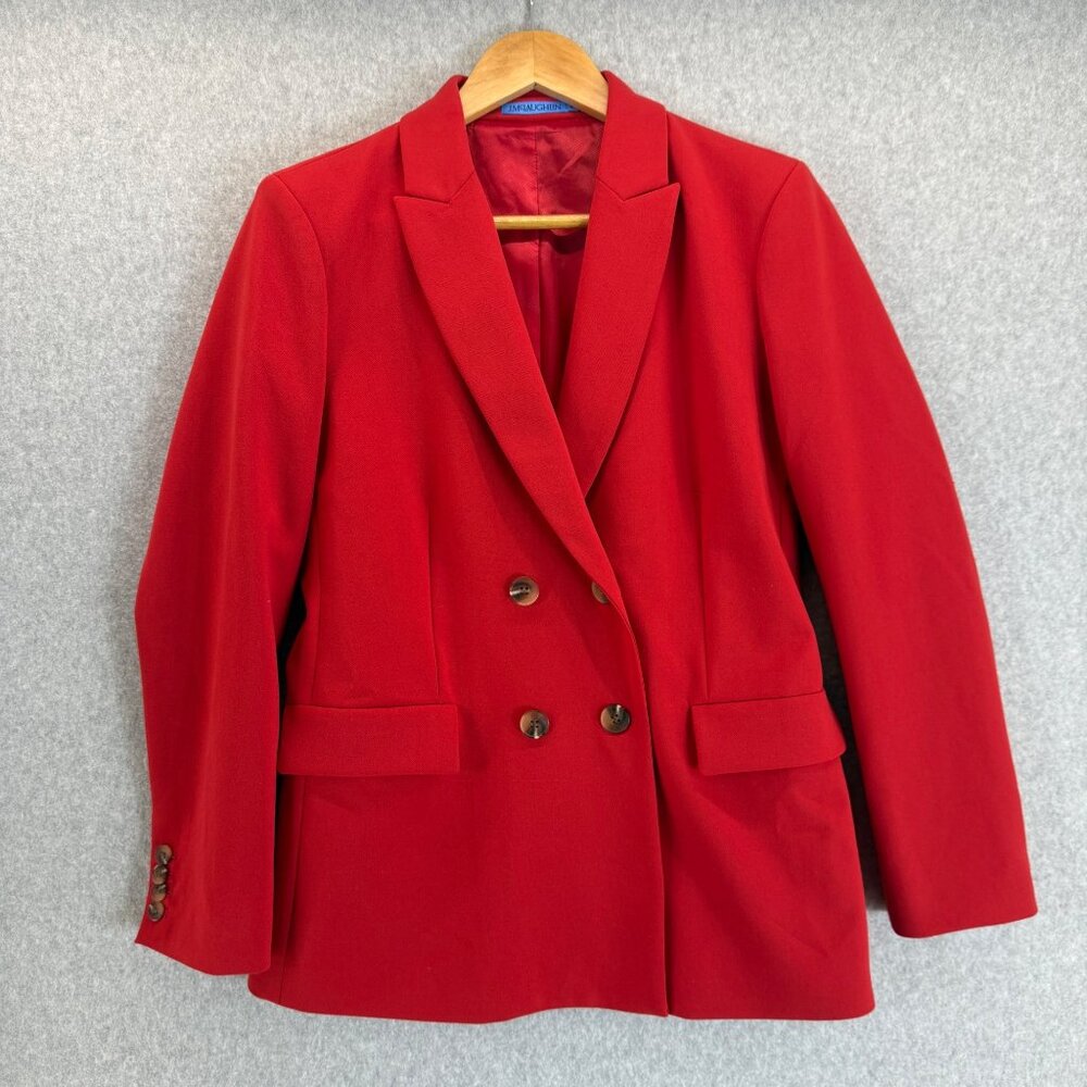 J.McLaughlin Red Double-Breasted‎ Blazer Sumner Jacket Womens Size 6 Collared